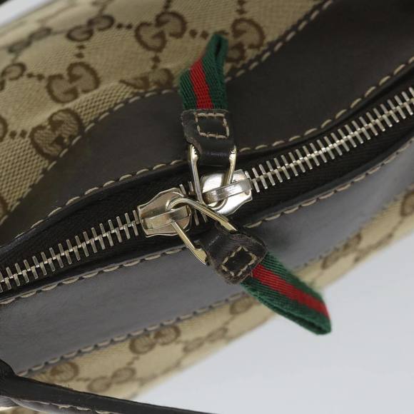 GUCCI GG Canvas Web Sherry Line Hand Bag Beige Red Green 269894 Auth 58043 - Picture 10 of 16